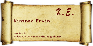Kintner Ervin névjegykártya